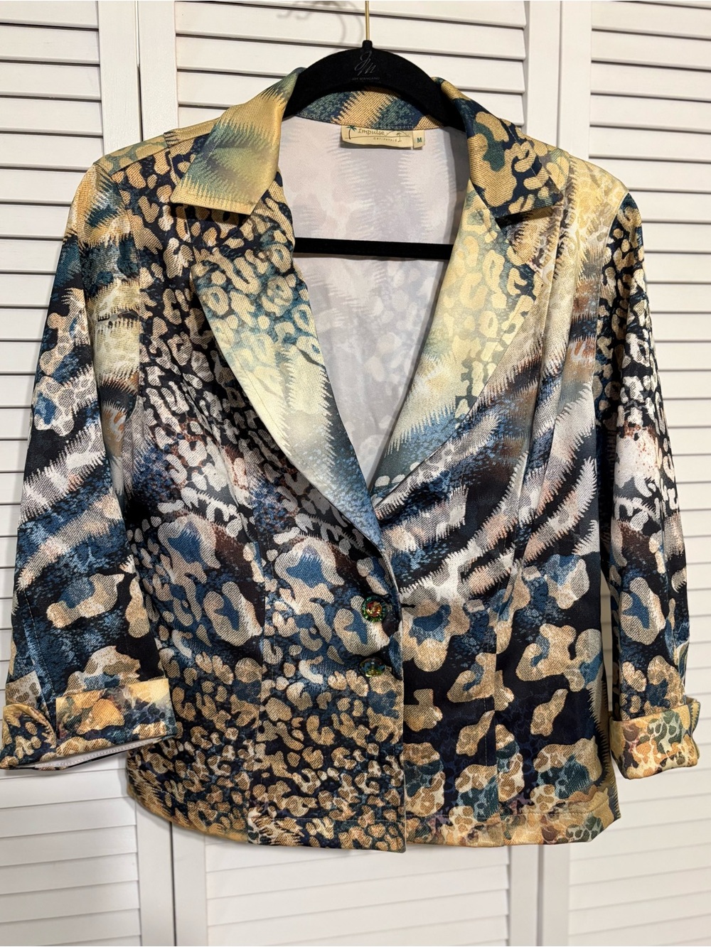 Abstract Animal Print 3/4 Sleeve Blazer Jacket